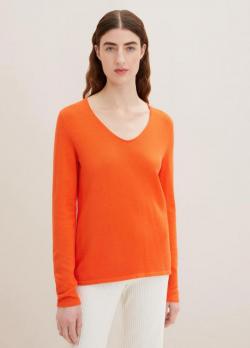 Tom Tailor® Sweater Basic V-neck - Fever Red