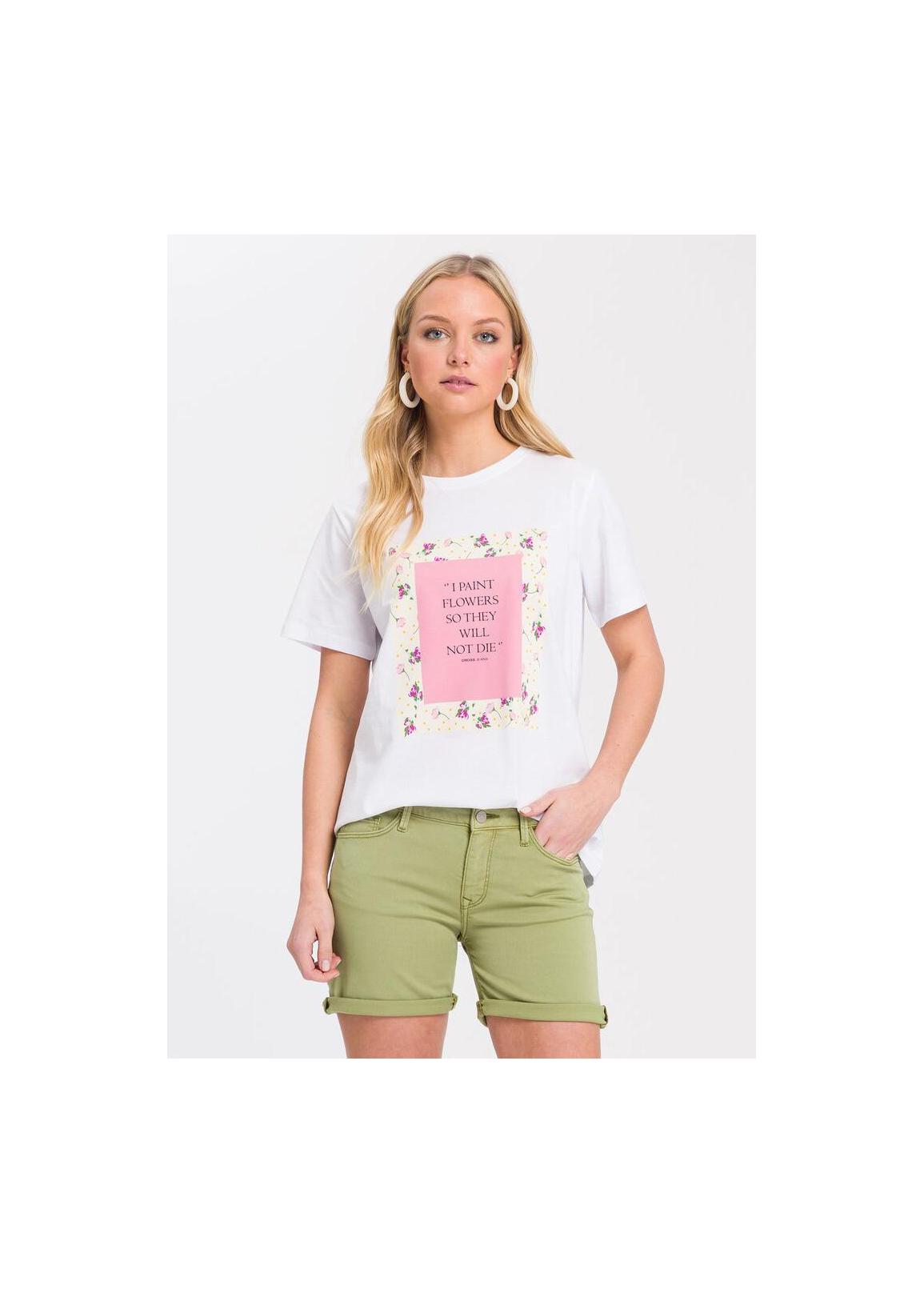 Cross Jeans® T-shirt C-Neck Flower - White (008)