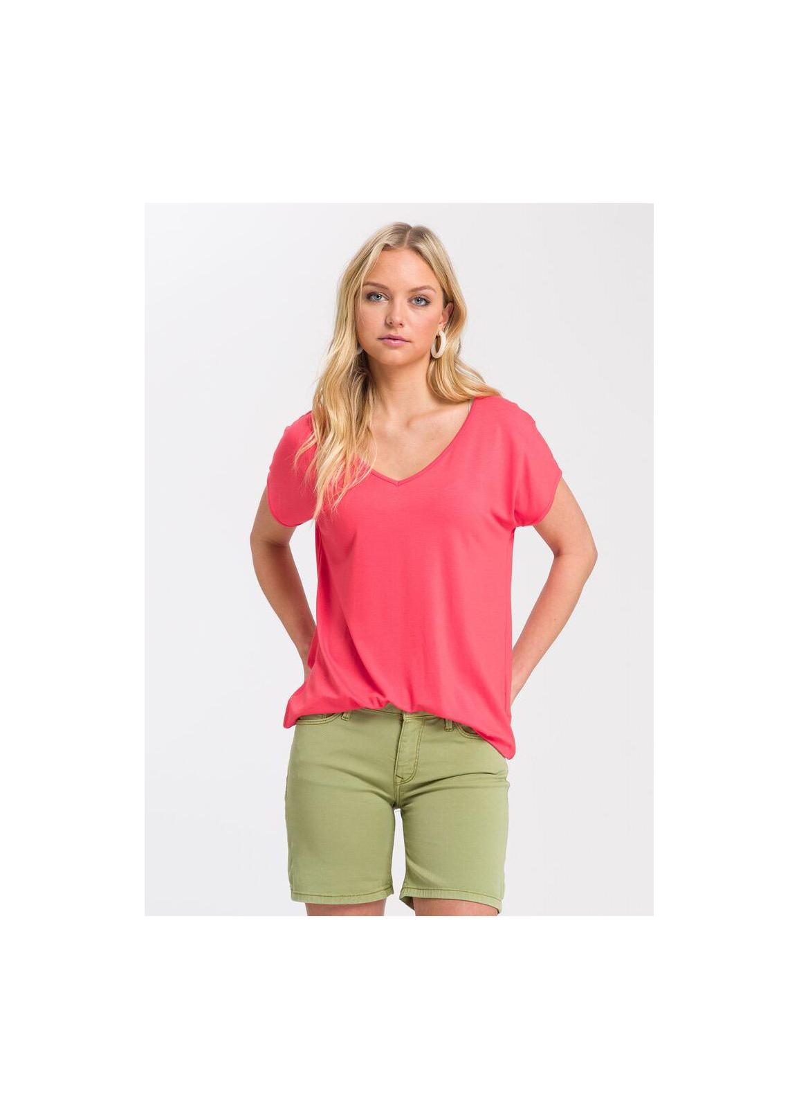 Cross Jeans® T-shirt V-Neck - Light Coral (571)