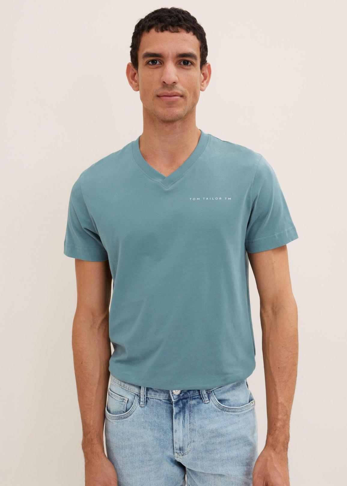 Tom Tailor® t-shirt with a logo print - Deep Bluish Green