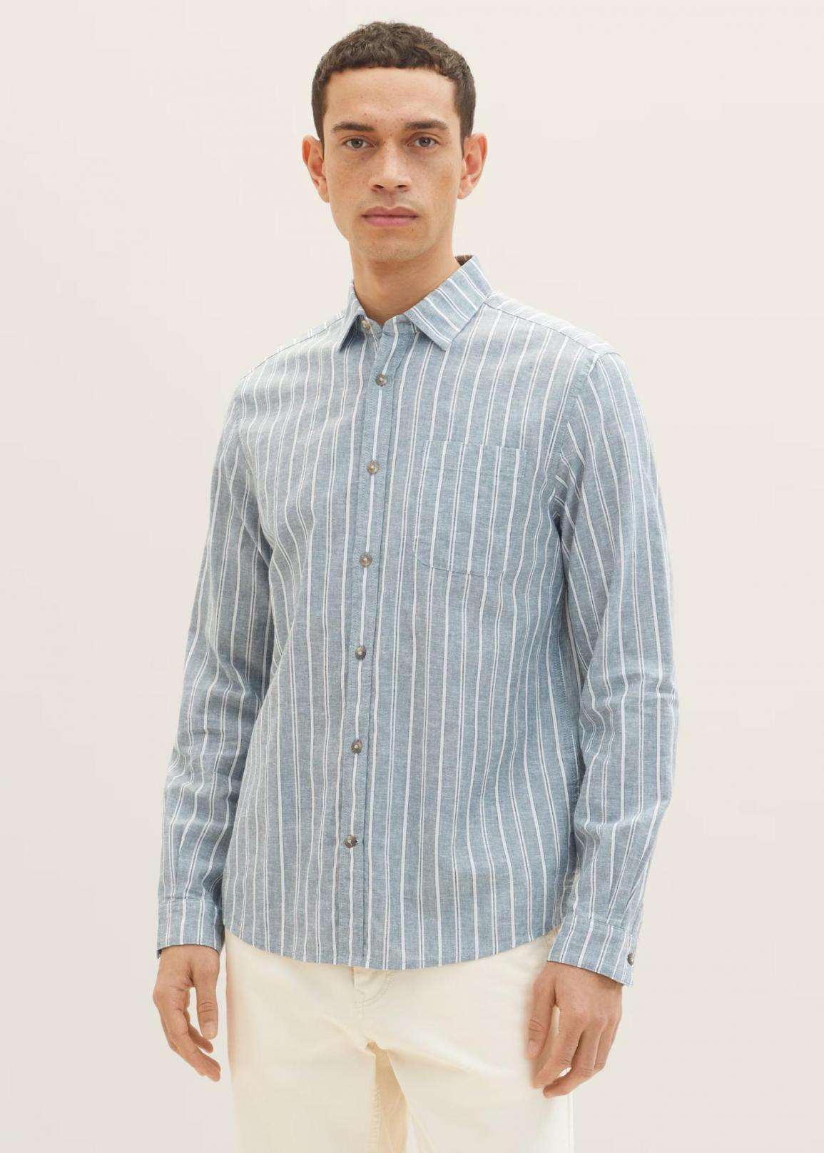Tom Tailor® Patterned Shirt - Bluish Green Off White Stripe