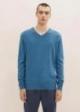 Tom Tailor® Mottled Sweater With A V-neckline - Medium Blue Ashes Melange