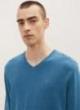 Tom Tailor® Mottled Sweater With A V-neckline - Medium Blue Ashes Melange