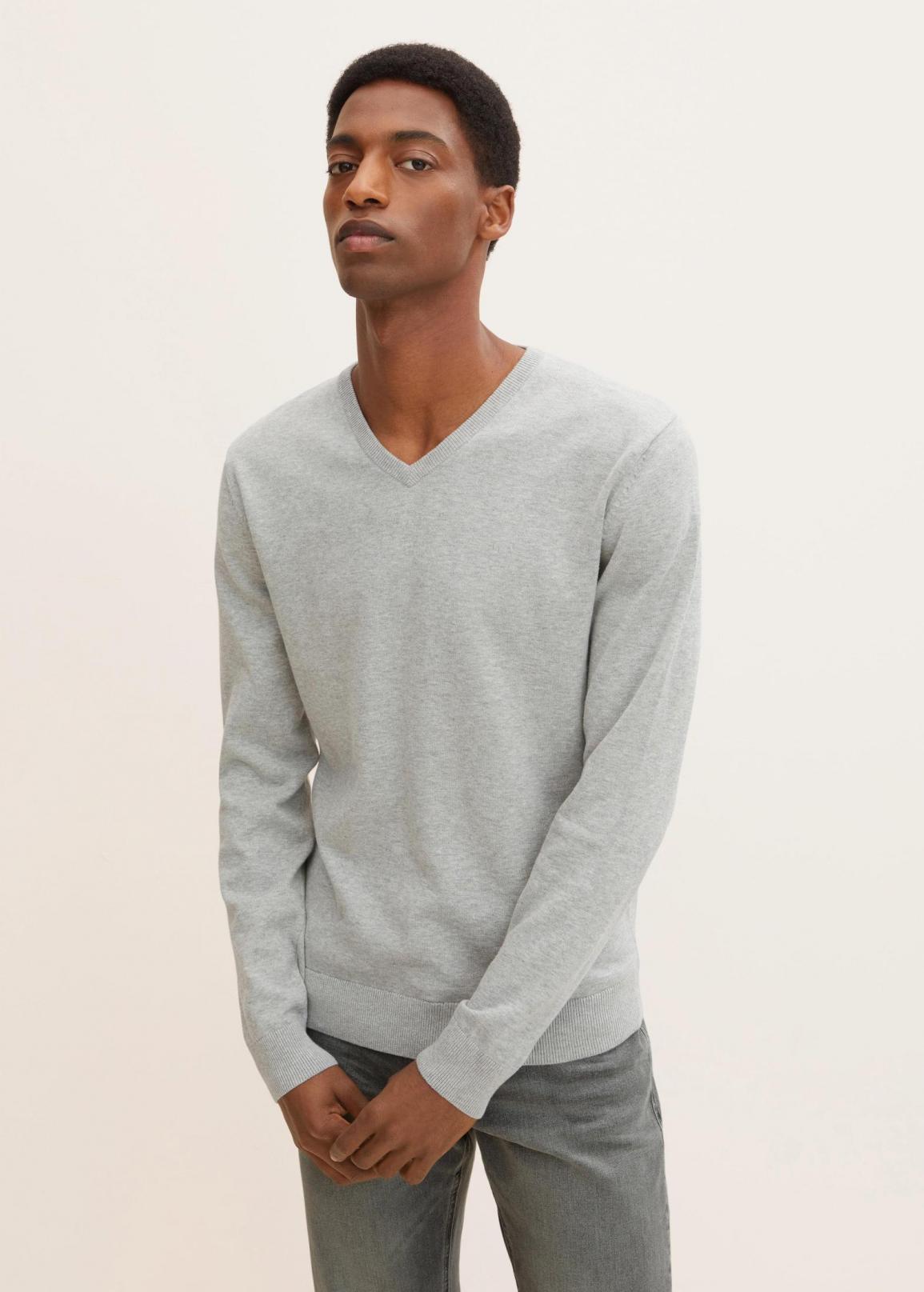 Tom Tailor® Simple Knitted Jumper - Light Soft Grey Melange