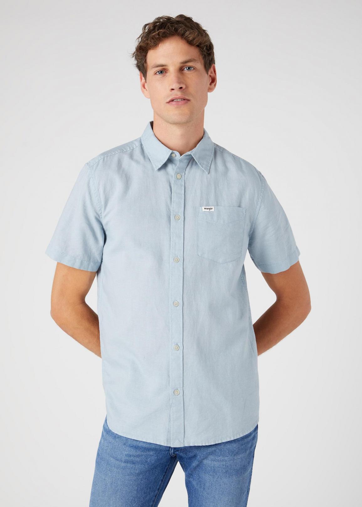 Wrangler Short Sleeve 1 pocket shirt - Blue Fog