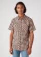 Wrangler® Short Sleeve Western Shirt - Tobacco Brown Check