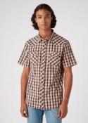 Wrangler® Short Sleeve Western Shirt - Tobacco Brown Check