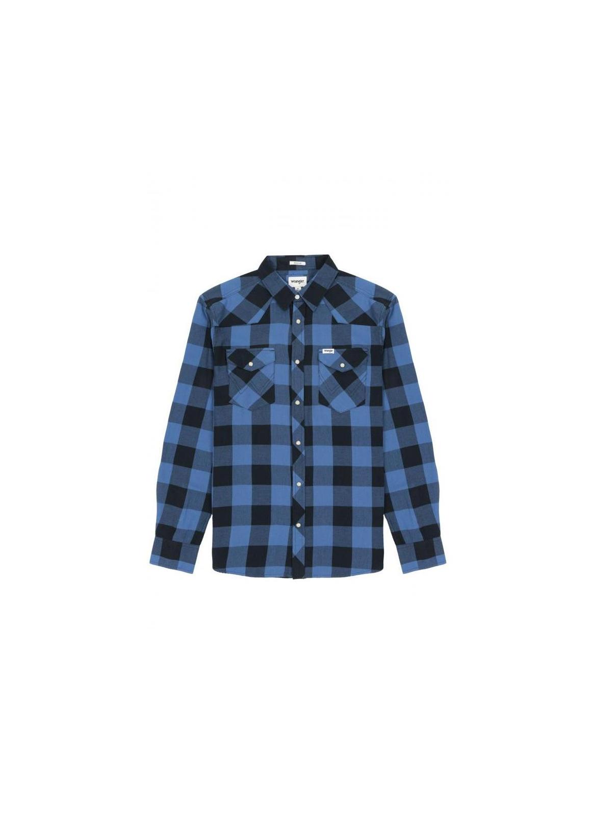 Wrangler® Western Shirt - Federal Blue Check