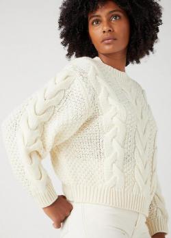 Wrangler® Crew Neck Cable Knitt -Worn White