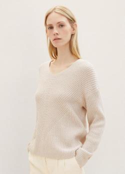 Tom Tailor® V-neck Knitted Sweater - Clouds Grey Melange