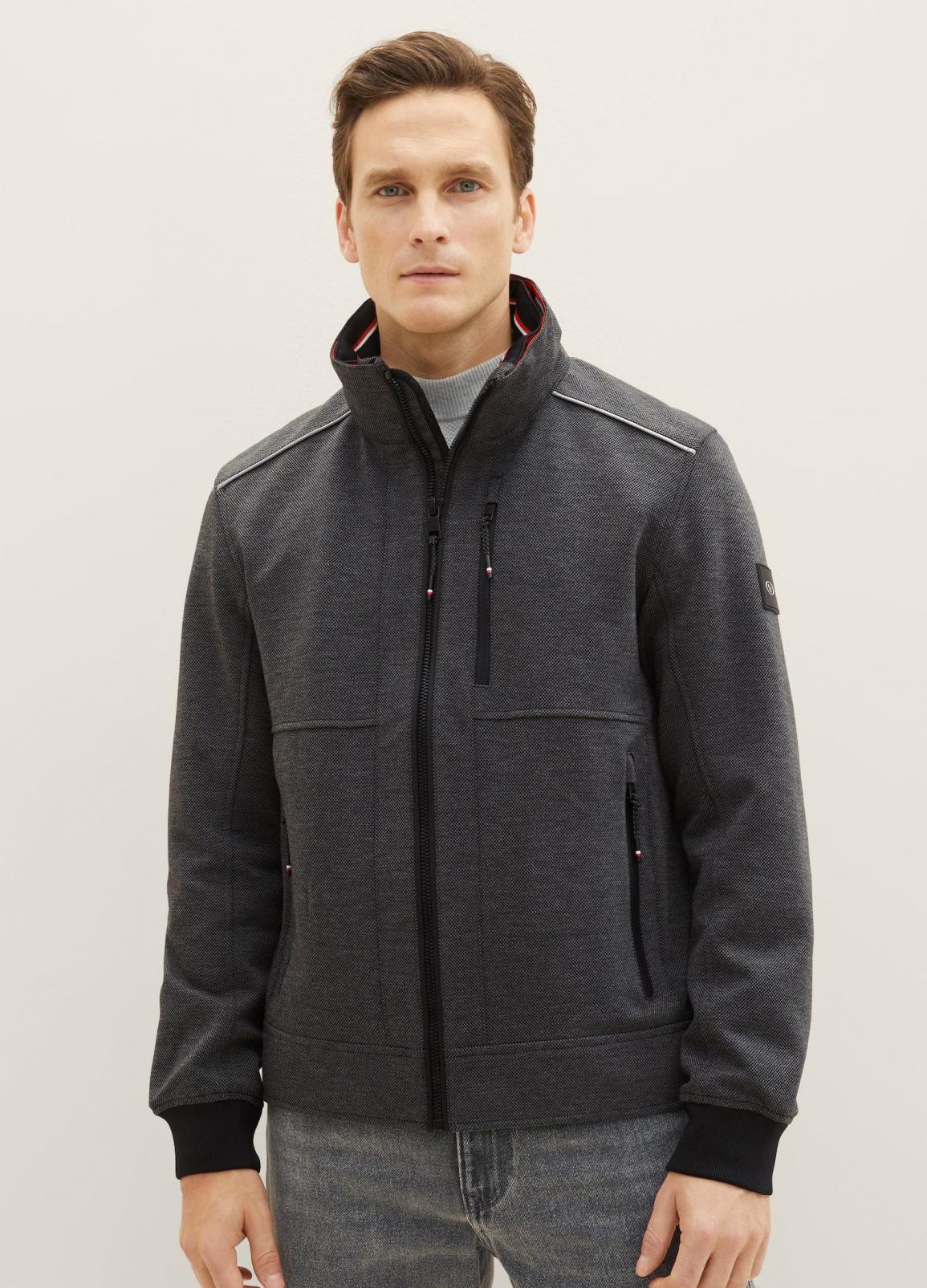 Tom Tailor® Jacket With A Concealed Hood - Anthracite Knitted Structure