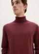 Tom Tailor® Basic Knitted Sweater With A Turtleneck - Tawny Port Red Melange