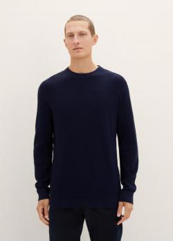 Tom Tailor® Knitted Sweater With Texture - Knitted Navy Melange