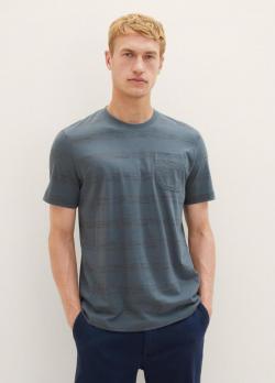 Tom Tailor® Striped T-shirt - Dusty Dark Teal Spacedye