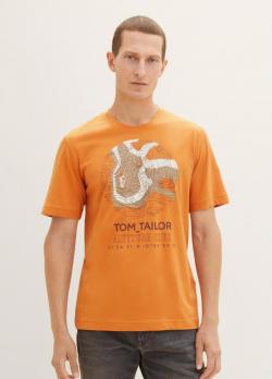 Tom Tailor® T-shirt With A Print - Tomato Cream Orange