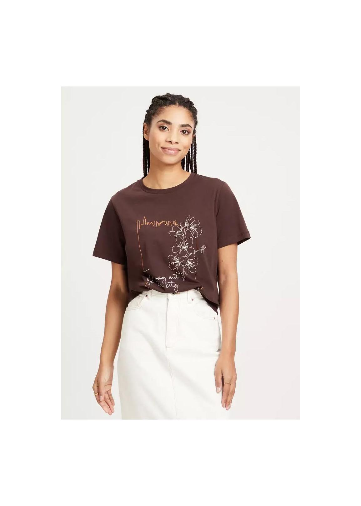 Cross Jeans® Flower T-shirt C-Neck - Brown (025)
