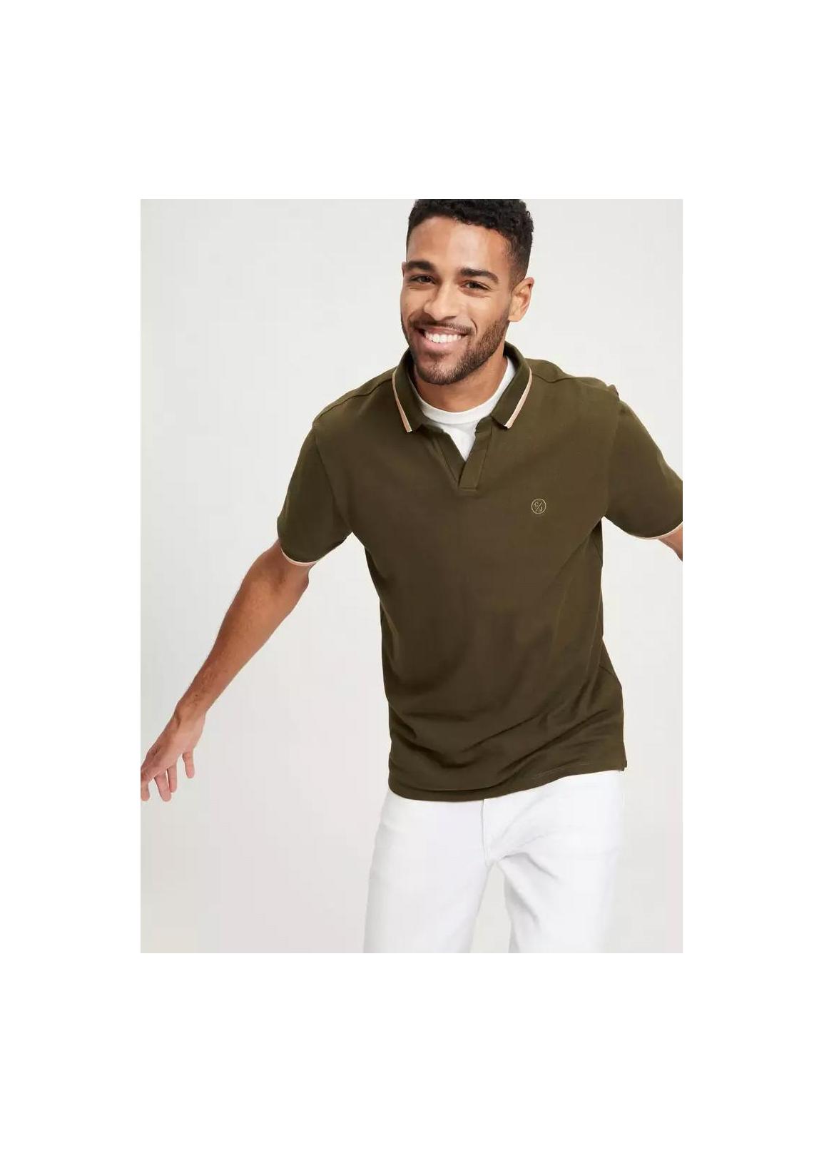 Cross Jeans® Button T-shirt - Dark Khaki (002)
