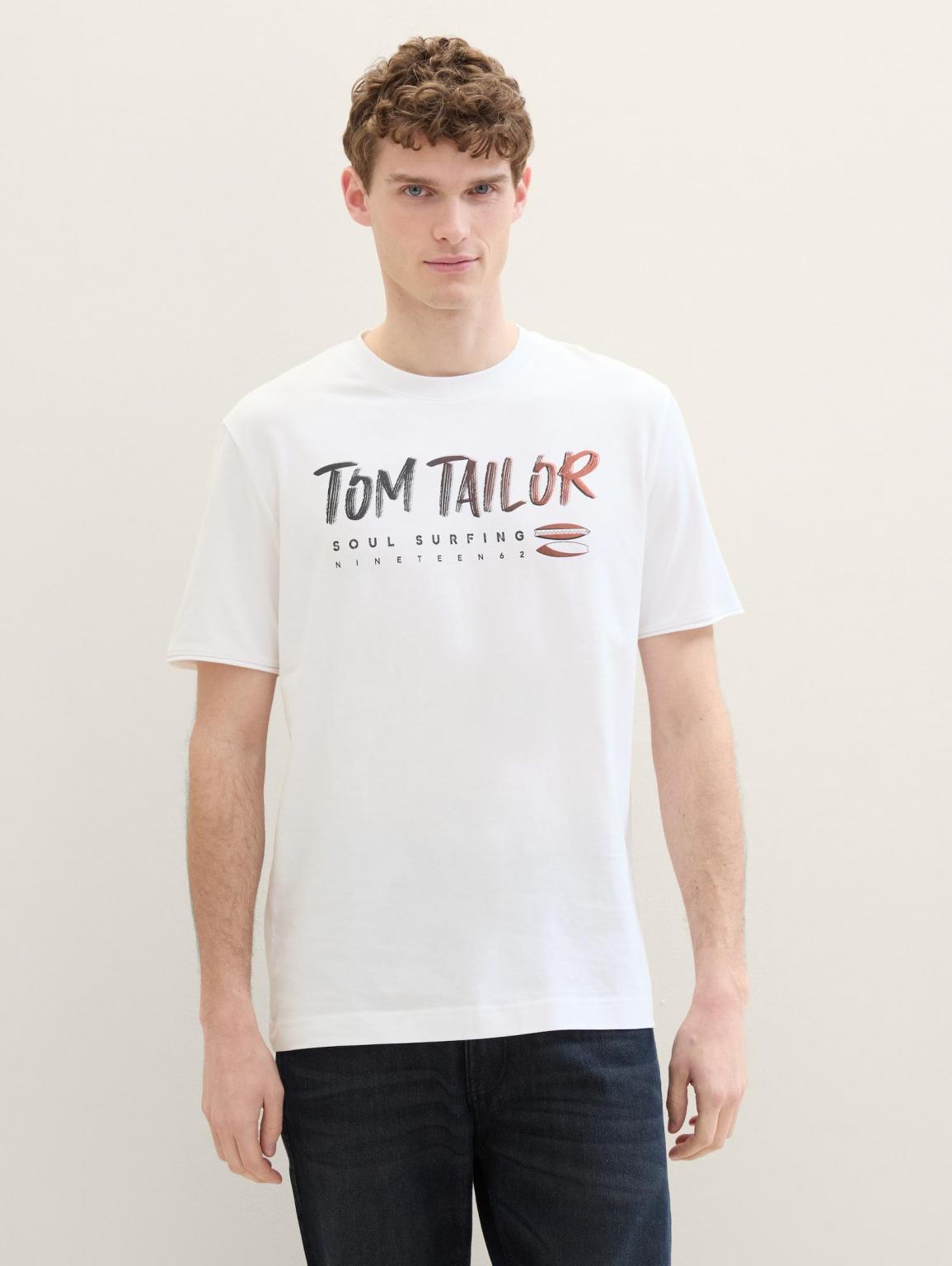 Tom Tailor® Logo Text Tee - White