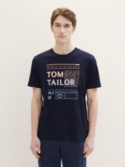 Tom Tailor® T-shirt With A Logo Print - Sky Captain Blue