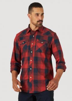 Wrangler® ATG Western Utility Shirt - Dark Red