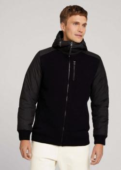 Tom Tailor® Knitted Hood Jacket With Nylon - Black