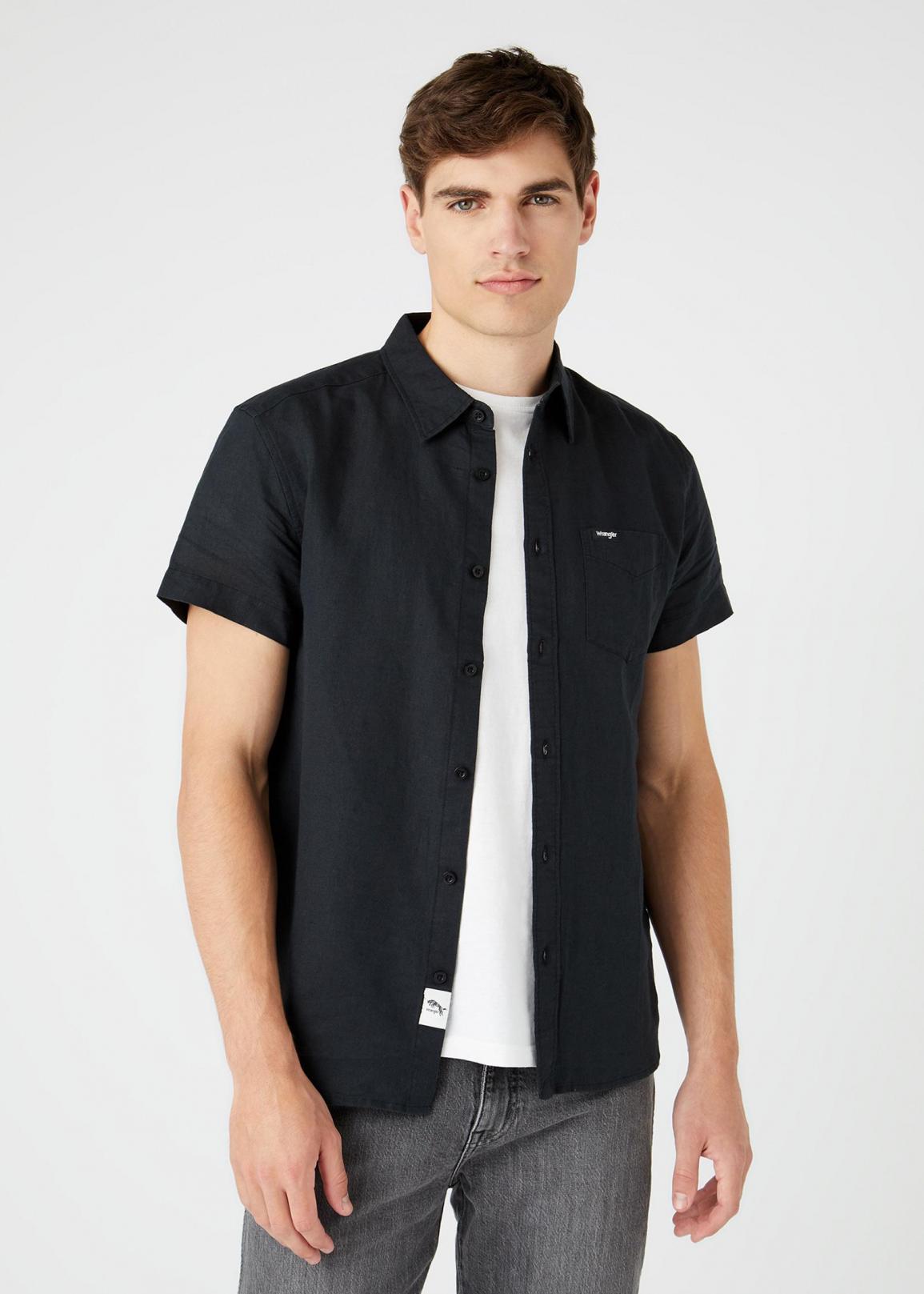Wrangler® Short Sleeve 1 Pocket Shirt - Faded Black