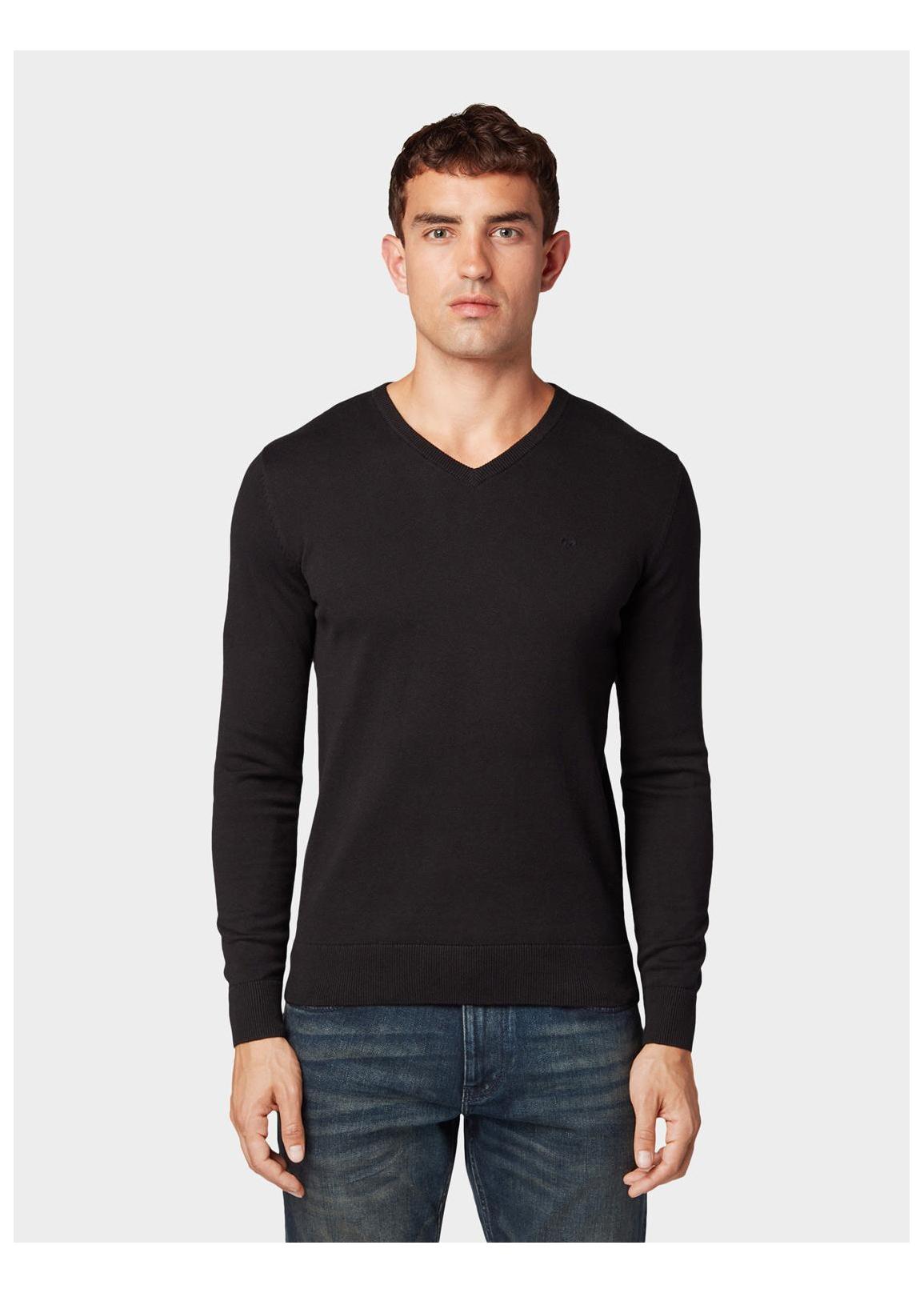 Tom Tailor® Basic V Neck Sweater - Black