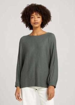 Tom Tailor® T-shirt Structure Batwing - Dusty Mid Olive